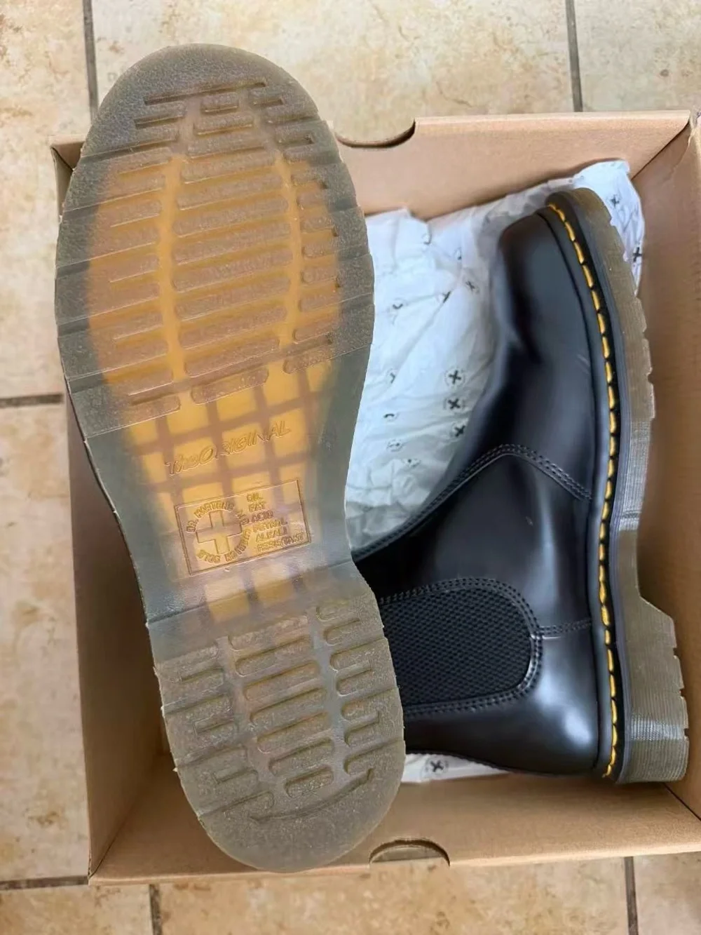 Dr. Martens Black Leather Chelsea Boots with Yellow Welt
